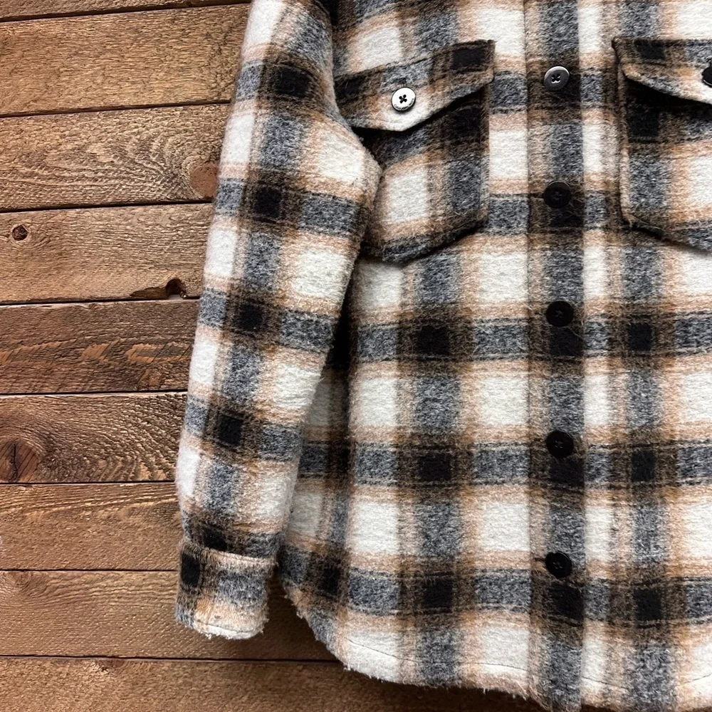 Calvin Klein Jeans Women's Checkered Utility Jacket - Black and brown